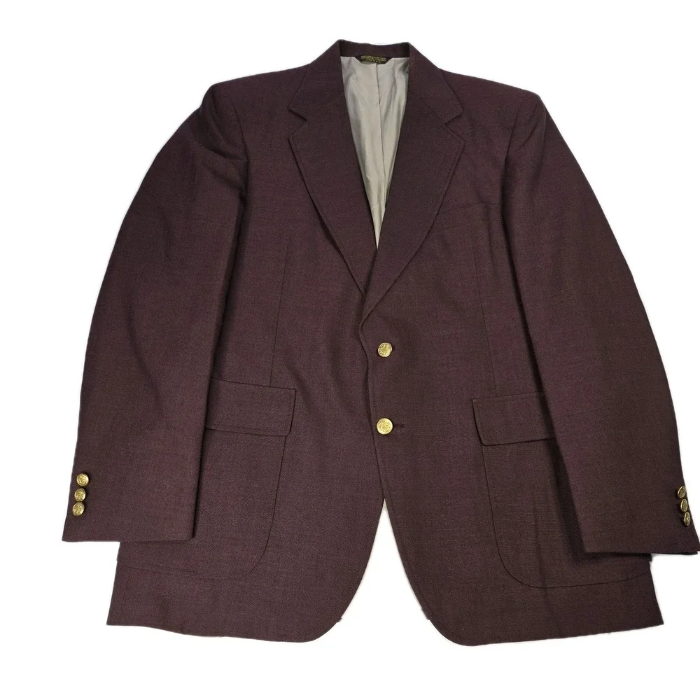 VINTAGE ADAMS ROW Mens 44L Red Gold Button Blazer Sport‎ Coat Suit Jacket